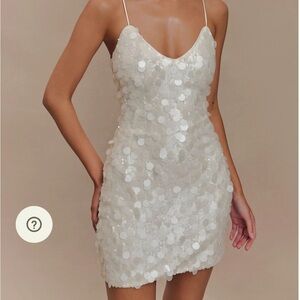 Meshki Romilly Ivory Sequin Mini Dress